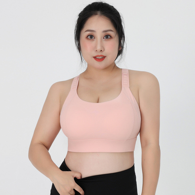 Plus Size Comfortable Sports Bra Breathable Cross Back With Adjustable Straps