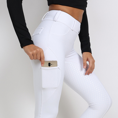 White Horse Riding Pants Full Seat Silicone Anti Pilling Womens Equestrian Breeches
