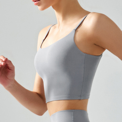 Solid Color Female Fitness Sports Bra Thin Belt Breathable Yoga Vest With Breast Pad
