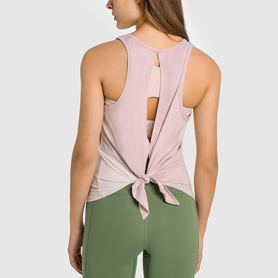 Skin Friendly Ladies Yoga Tops Butterfly Straps Sexy Back Tank Top Nude Feel
