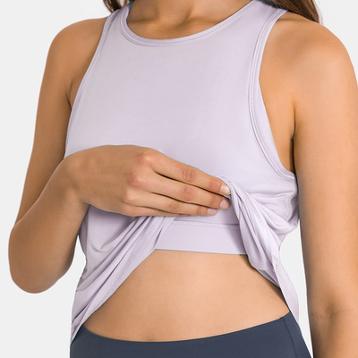 Active Stretch Ladies Yoga Tops One Piece Two Wear Cross Open Back Sport Bra With Removable Pad