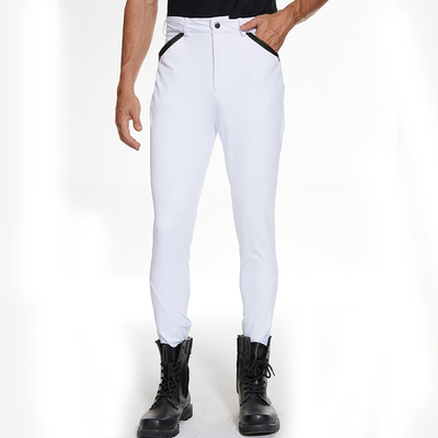 White Men Horse Riding Legging Half Knee Silicone Equitacion Breeches