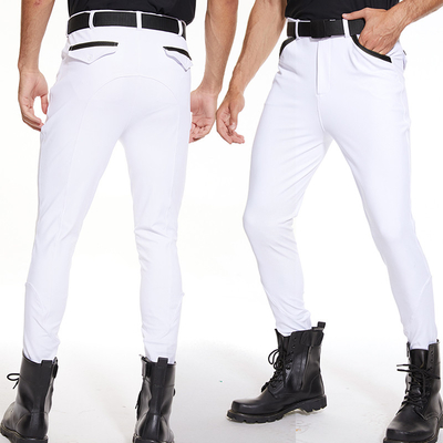 White Men Horse Riding Legging Half Knee Silicone Equitacion Breeches
