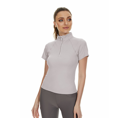 Pink Gray Nylon Horse Riding Base Layer Top Women Equestrian Clothing