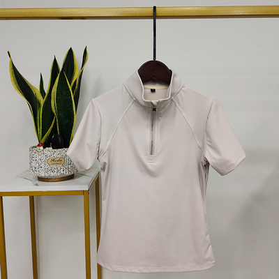 Pink Gray Nylon Horse Riding Base Layer Top Women Equestrian Clothing