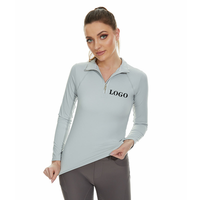 Half Zipper Quick Dry Equestrian Long Sleeve Shirt Horse Riding Show Base Layer Tops