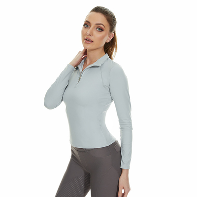 Half Zipper Quick Dry Equestrian Long Sleeve Shirt Horse Riding Show Base Layer Tops