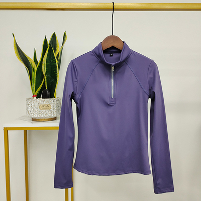 Purple Horse Riding Base Layer Women Equestrian Shirts Elastic Clothing
