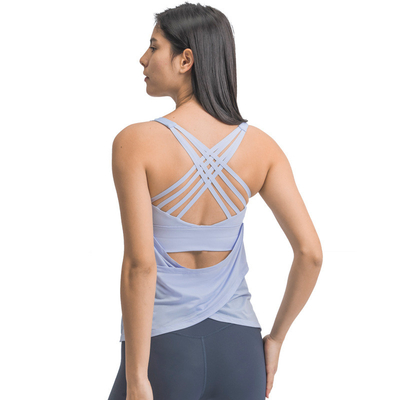Multi Straps Cross Back Sports Bra Cool Breathable Yoga Tank Top With Removable Cup