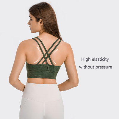 Brushed Nude Floral Printing Yoga Sports Bra Women Resilience Straps Plus Size