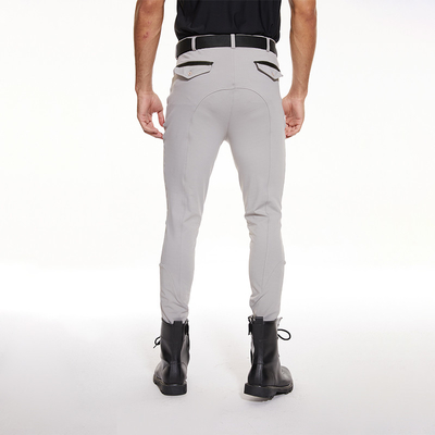 High Elestic Breathable Mens Riding Breeches Grey Knee Silicone Equestrian Pants