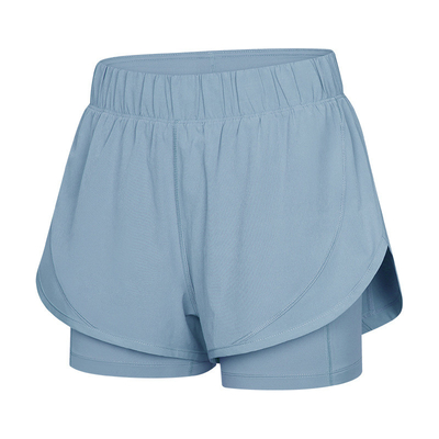 Adjustable Waist High Stretchy Yoga Pocket Shorts Anti Glare Sports Pants Built - In Shorts
