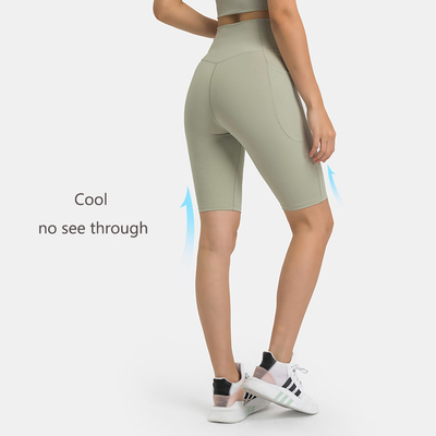 Plus Size Casual Sports Yoga Pants Waist Cross Pockets Shorts Women Gym