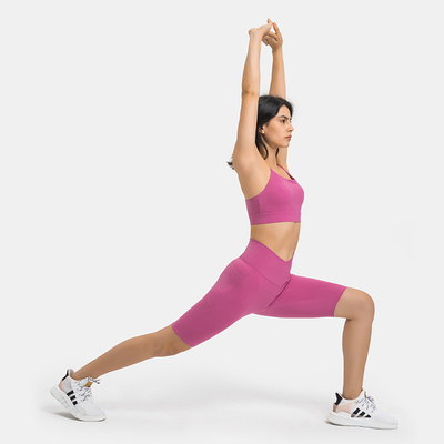 Plus Size Casual Sports Yoga Pants Waist Cross Pockets Shorts Women Gym