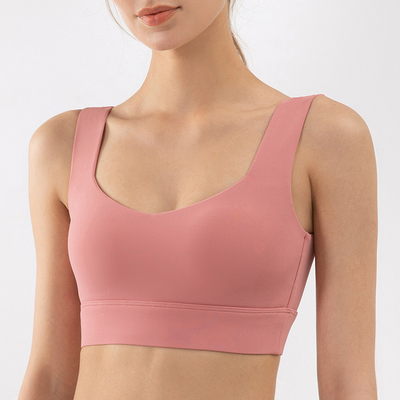 Pink Soft Sports Underwear Nylon Women Light Fitness Yoga Bra