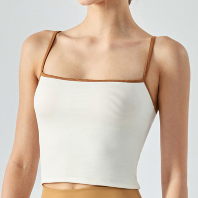 Polyester Contrast Women With Cushion Summer Wear Suspenders Fitness Top
