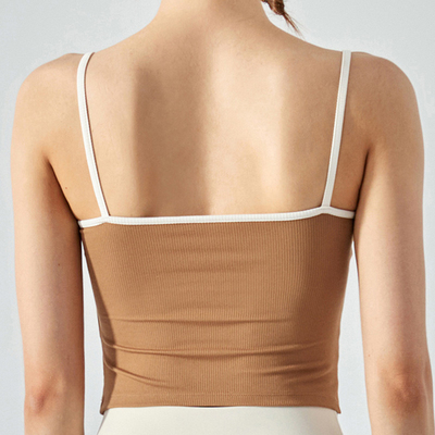 Polyester Contrast Women With Cushion Summer Wear Suspenders Fitness Top