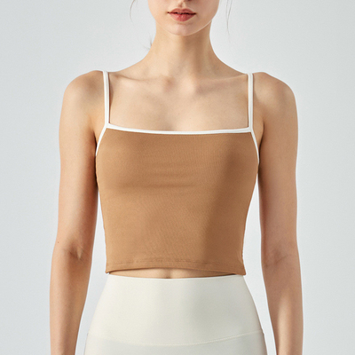 Polyester Contrast Women With Cushion Summer Wear Suspenders Fitness Top