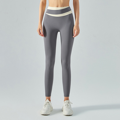 Color contrast Yoga Pants women's high waist nylon trackless fitness leggings