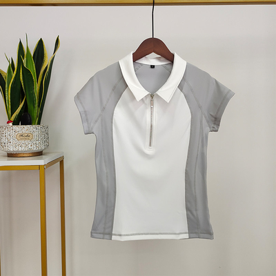 Stitching Contrast Color Horse Riding Tops Polo T Shirts Short Sleeve Base Layer