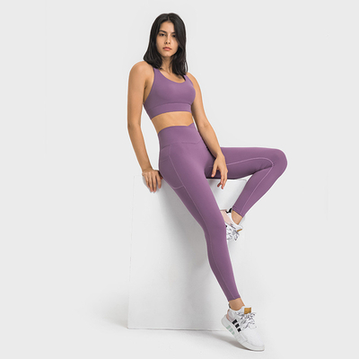 Breathable Side Pocket Yoga Pants Elastic Ladies Cross Waist Sports Tights