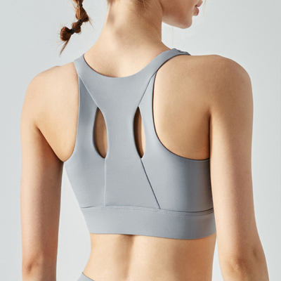 Front Middle Zipper women Yoga Bra High Strength Female Nude Lining Sports Bra