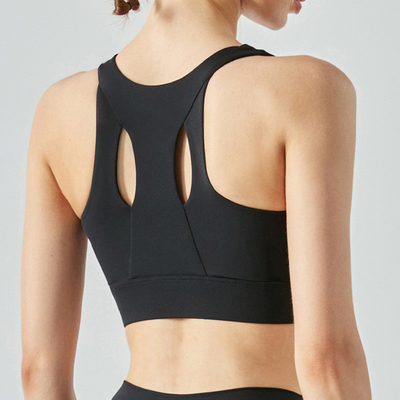 Front Middle Zipper women Yoga Bra High Strength Female Nude Lining Sports Bra