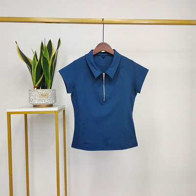 White Nylon Cool Lapel Half Zipper Women Base Layers Equestrian Top