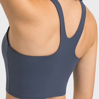 Front Zip Womens Sports Bra High Elastic Breathable Tank Top With Fixed Pad