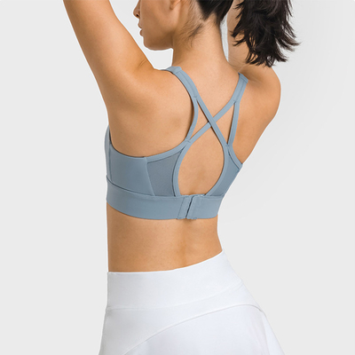 Sexy Breathable Mesh Women Sports Bra With Fixed Pad Adjustable Buckle