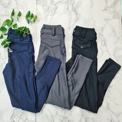 Quick Dry Full Seat Silicone Breeches Navy Blue Children's Equestrian Training Pants