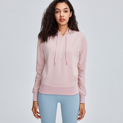 Pink Sports Loose Hoodie With Pocket Women's Training Running Sweater XL
