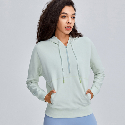Pink Sports Loose Hoodie With Pocket Women's Training Running Sweater XL