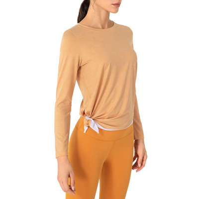 Orange Nude Yoga Long Sleeve Top Women'S Irregular Breathable Sports T - Shirt