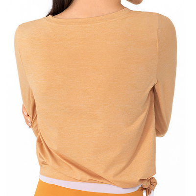 Orange Nude Yoga Long Sleeve Top Women'S Irregular Breathable Sports T - Shirt