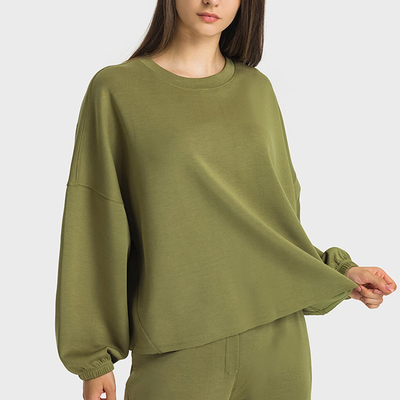 Green Plus Women Hoodies Yoga Sports Tops With Elastic Cuffs Winter Long Sleeve