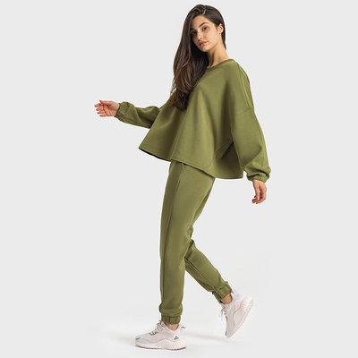 Green Plus Women Hoodies Yoga Sports Tops With Elastic Cuffs Winter Long Sleeve