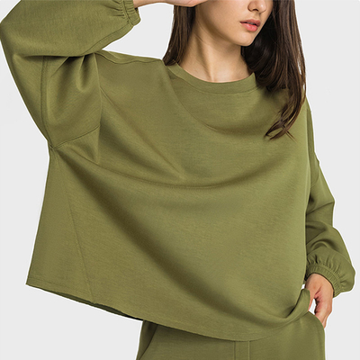 Green Plus Women Hoodies Yoga Sports Tops With Elastic Cuffs Winter Long Sleeve