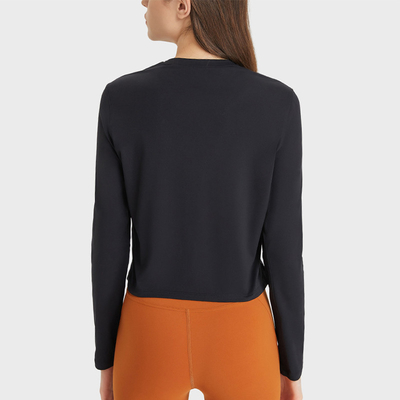 High Elastic Long Sleeve Crop Tops Workout Athletic Gym Cropped Casual Sweatshirts