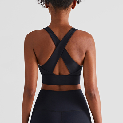 240g Womens Sports Bra Cross Back Full Coverage Wirefree Padded Yoga Bra