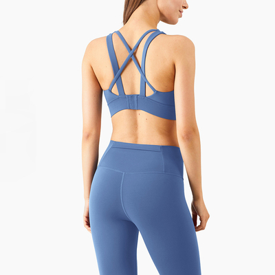 Criss Cross Back Padded Strap Sports Bras For Women Yoga Fitness Tops