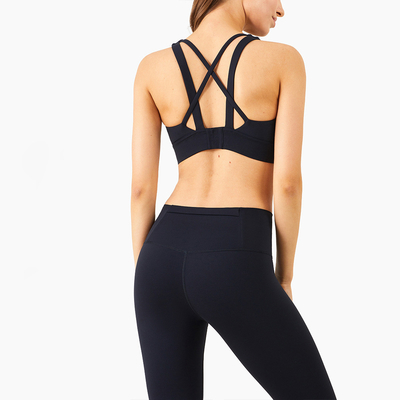 Criss Cross Back Padded Strap Sports Bras For Women Yoga Fitness Tops