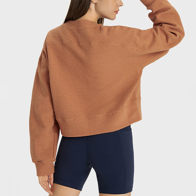 Drop Shoulders Women Sports Hoodies Tops Loose Cotton Sweatshirts