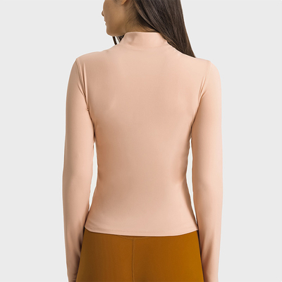 Half Zipper Womens Stretch Riding Base Layer With Thumb Hole Double Sided Nylon Tops