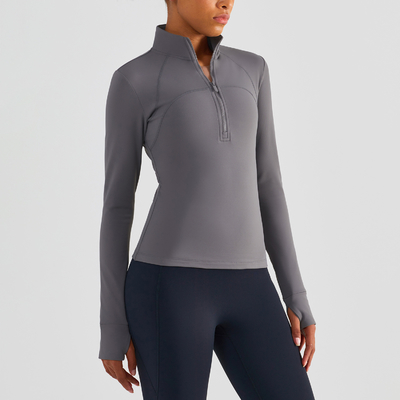 Half Zip Ladies Equestrian Shirt With Thumb Holes Brushed Inside Winter Equestrian Top
