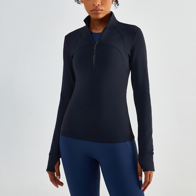 Half Zip Ladies Equestrian Shirt With Thumb Holes Brushed Inside Winter Equestrian Top