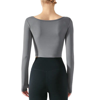 Fishbone Square Neck Ladies Yoga Tops Nude Slim Customized Logo