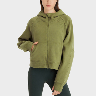 Loose Horse Riding Tops Anti - Wrinkle Fleece Fitness Tops Jacket With Thumb Hole