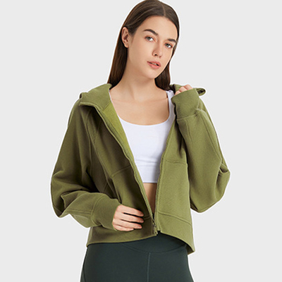 Loose Horse Riding Tops Anti - Wrinkle Fleece Fitness Tops Jacket With Thumb Hole