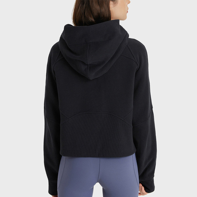 Winter High Collar Full Zip Riding Womens Sports Jacket Hoodies With Hat